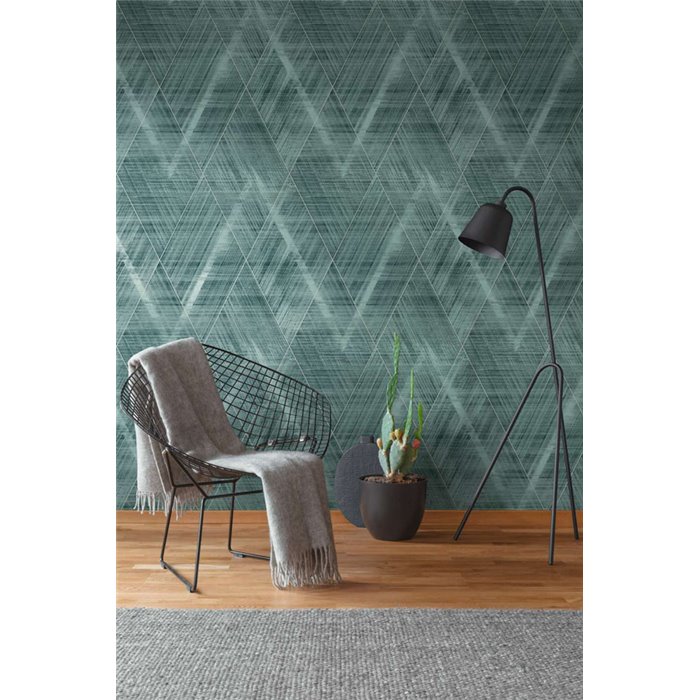 As Creation|Modern wallpaper with green and silver rhombuses|Rhombus