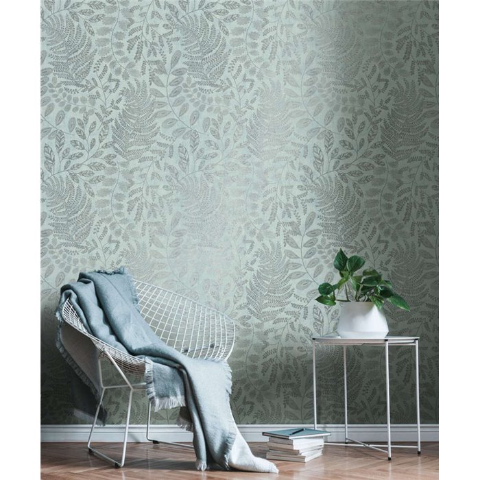 As Creation|Papier Peint fougères scandinaves turquoise|Papier Peint