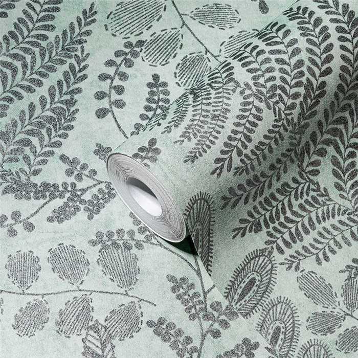 As Creation|Papel Pintado helechos escandinavos turquesa|Papel Pintado