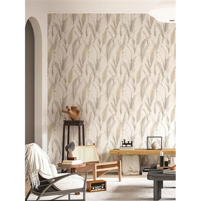 Cristiana Masi|Tapete Blätter Pinselstriche Beige|Blumen