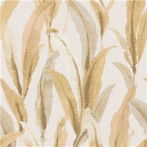 Casadeco|Oriental and modern wallpaper, black fan-shaped leaves|Floral