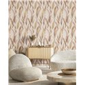Cristiana Masi|Wallpaper old rose and taupe brushstroke leaves|Floral