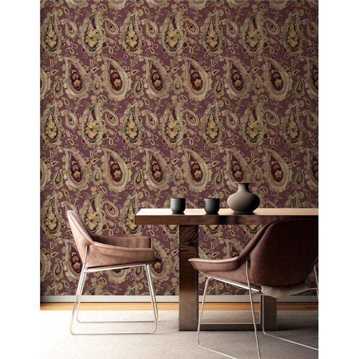 Cristiana Masi|Papel pintado cachemir burdeos ocre|Papel Pintado