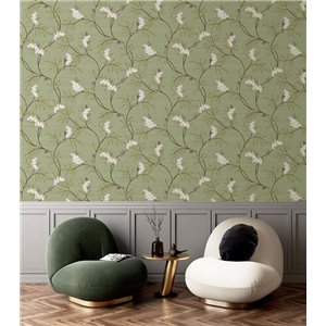Cristiana Masi|Papier Peint feuilles beige et gris|Floral 2
