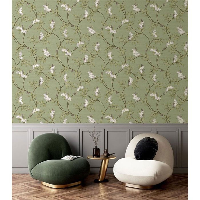 Cristiana Masi|Papier Peint fleurs japonaises vert|Fleurs Japonaises