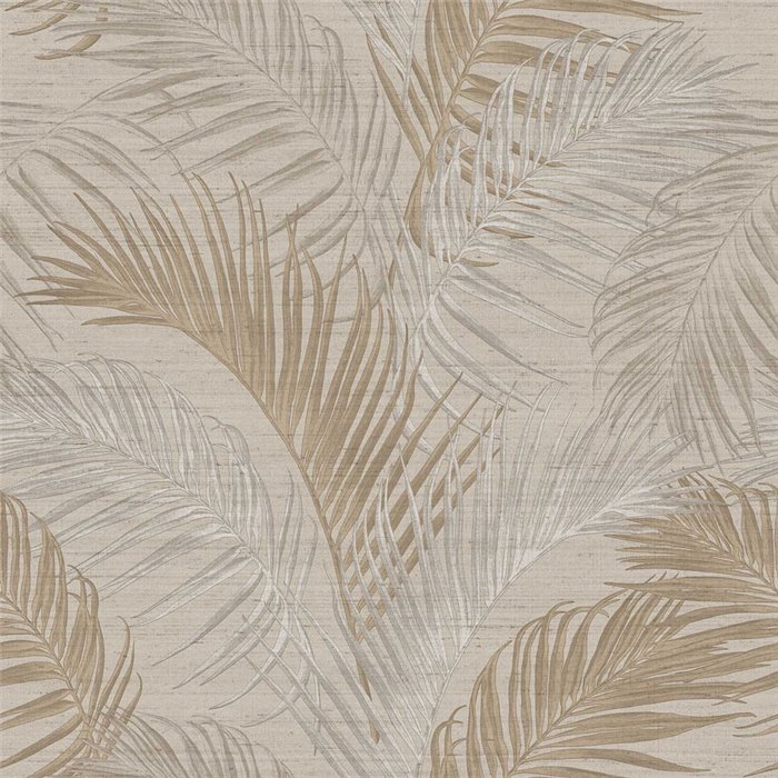 Cristiana Masi|Papel pintado hojas beige y gris|Floral