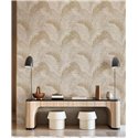Cristiana Masi|Papier Peint feuilles beige et gris|Floral