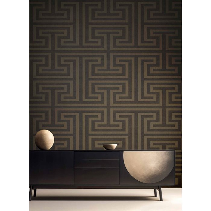 Papel pintado geométrico marrón oscuro - Cristiana Masi Sintesi 27519