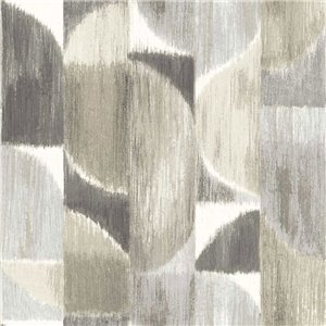 Caselio|Papier peint géométrique design artistique vert et beige|Géométrique
