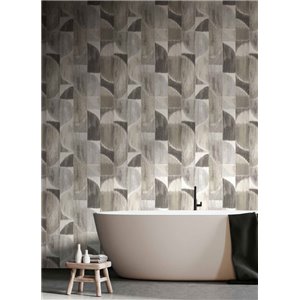 Caselio|Grüne Naturfaser-Effekt Tapete|Badezimmer 2