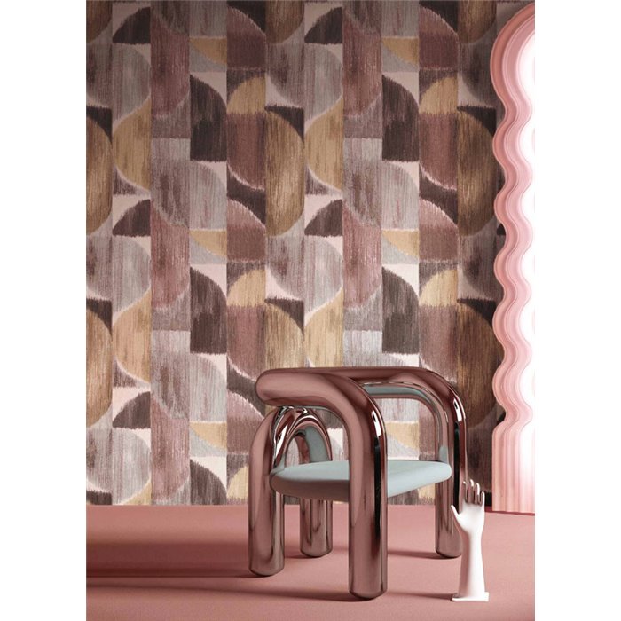 Cristiana Masi|Papel pintado abstracto rosa y beige|Acuarela