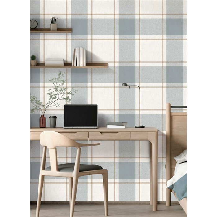 Cristiana Masi|Wallpaper pearl gray checkered|Fabric Imitation