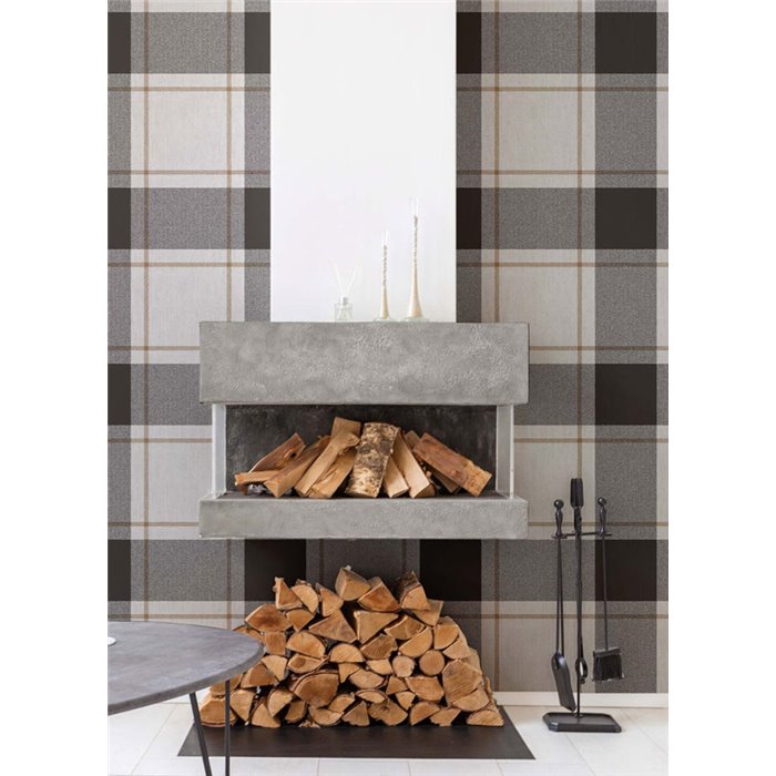 Cristiana Masi|Papier Peint carreaux gris anthracite|Imitation Tissu