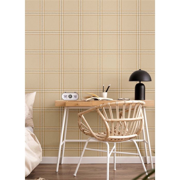 Cristiana Masi|Papier Peint carreaux beige doré|Cercles