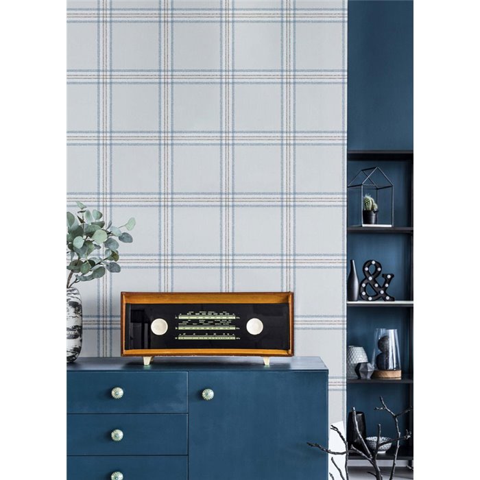 Papel pintado cuadros azul grisáceo - Cristiana Masi Top Stripes 38415