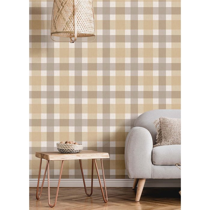 Cristiana Masi|Wallpaper beige/mauve checkered textile effect|Circles