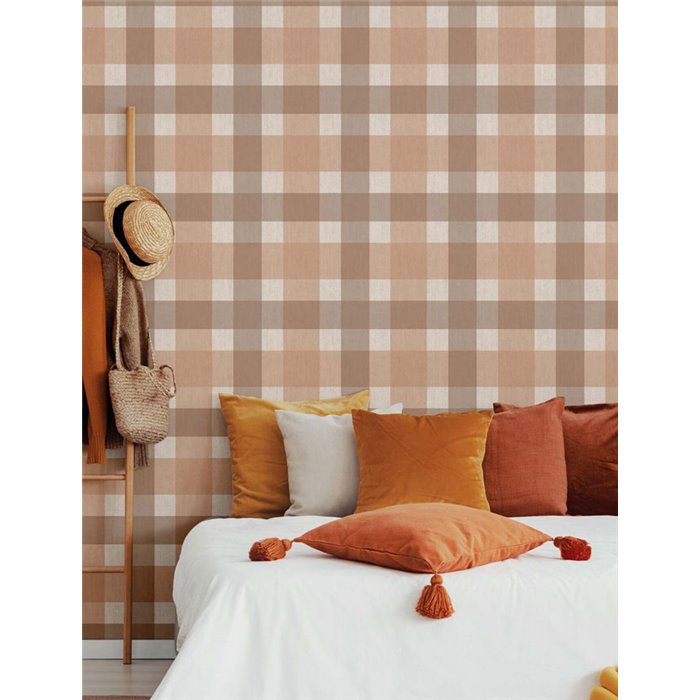 Papel pintado cuadros terracota beige textil - Cristiana Masi Top Stripes 38424