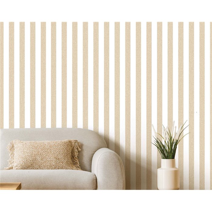Cristiana Masi|Papel pintado rayas estrechas beige elegante|Rayas