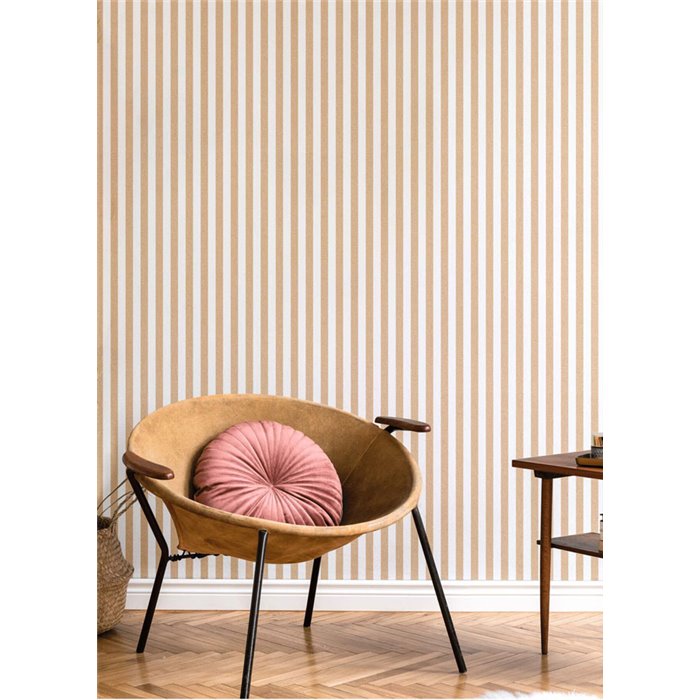 Papel pintado rayas estrechas beige arena - Cristiana Masi Top Stripes 38438