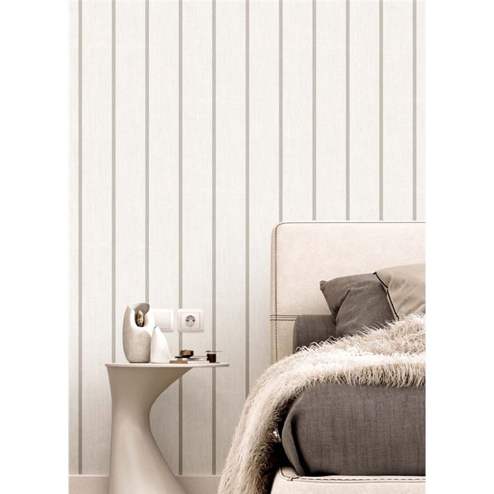 Cristiana Masi|Wallpaper grey and white stripes|Fabric Imitation