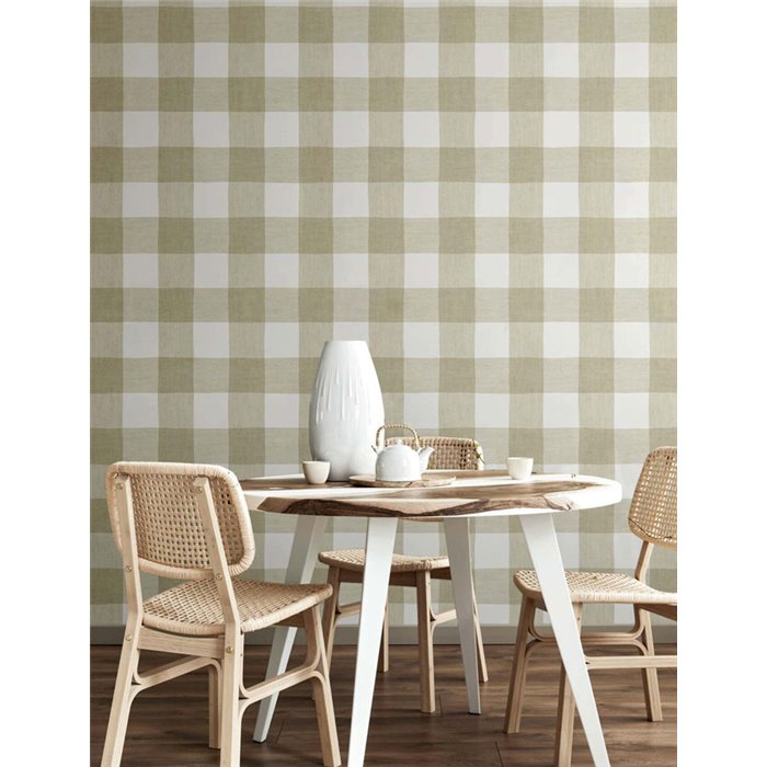 Cristiana Masi|Papel pintado cuadros vichy grandes beige|Circulos