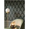 Casadeco|Grüne geometrische Art-Déco-Tapete mit Palmenblatt-Formen|Tapeten