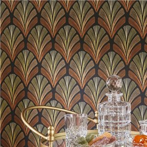 Papeldecor|Papel pintado floral estilo étnico moderno tonos azul y marrón|Papel Pintado 2