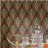 Casadeco|Floral wallpaper with palm leaves in Art Deco style|Wallpaper