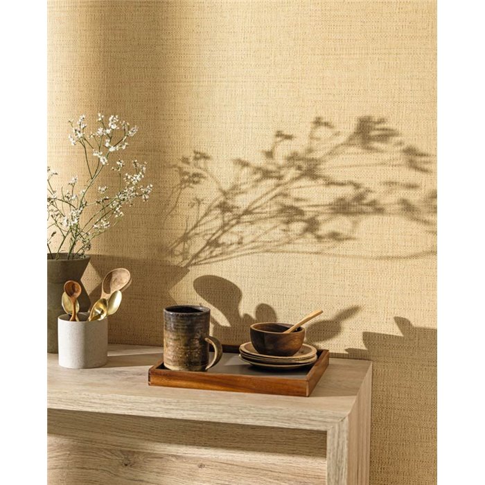 Caselio|Papier peint effet raphia beige moucheté|Symphony