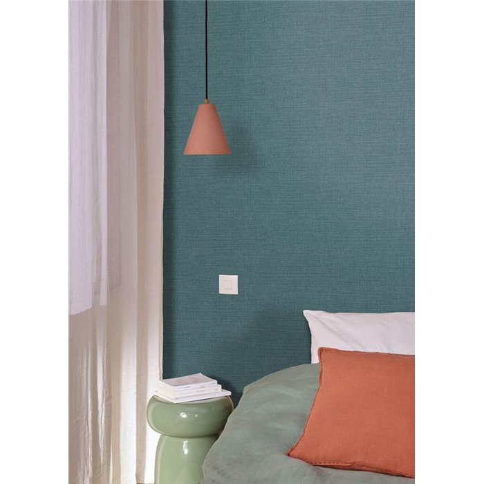 Caselio|Papier peint effet raphia bleu moucheté|Symphony