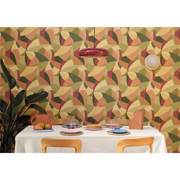 Caselio|Geometric natural-fiber multicolour wallpaper|Symphony