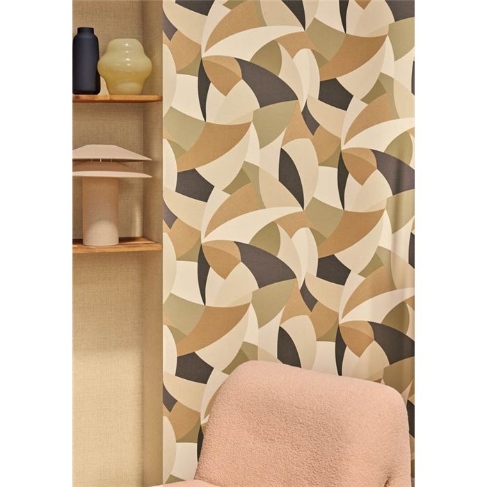 Caselio|Geometric natural-fiber brown and green wallpaper|Symphony