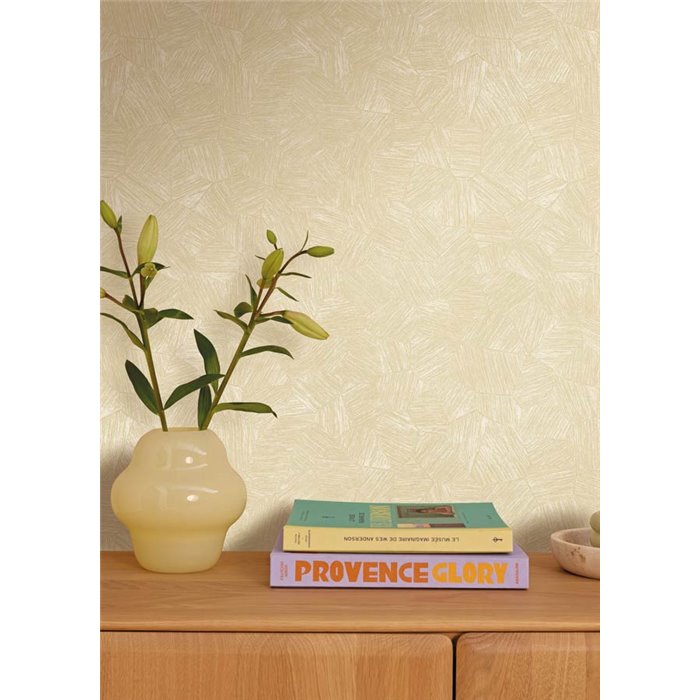 Caselio|Papier peint patchwork végétal mat beige|Symphony