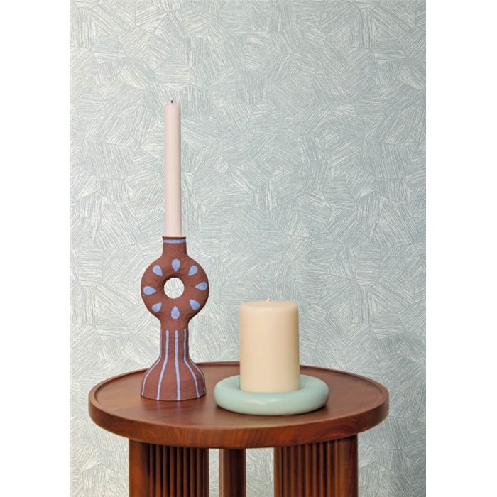 Caselio|Matte Patchwork-Tapete mit Pflanzenfasern blau|Symphony