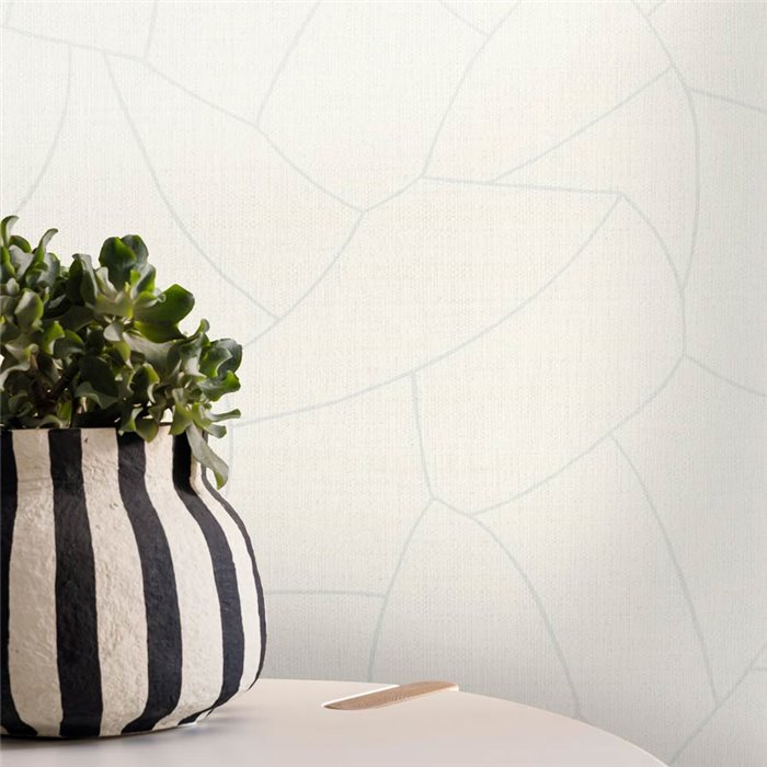 Caselio|Minimalistische Raffia-Tapete weiß|Symphony