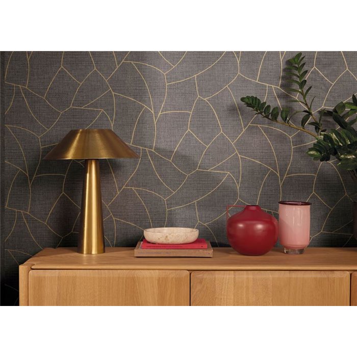 Caselio|Moderne Raffia-Tapete schwarz|Symphony