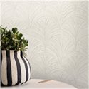 Caselio|Natural-fiber palmettes white wallpaper|Symphony