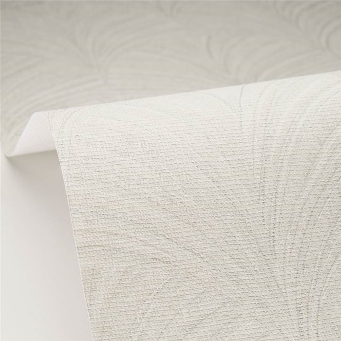 Caselio|Natural-fiber palmettes white wallpaper|Symphony