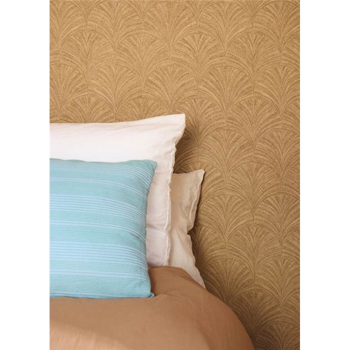 Caselio|Natural-fiber palmettes beige wallpaper|Symphony