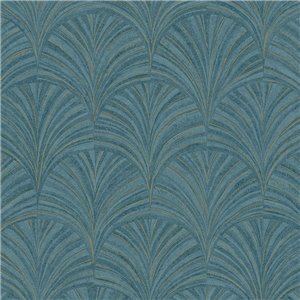 Casadeco|Floral wallpaper in dark tones with fan shapes|Art Deco