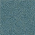 Papel pintado fibra vegetal palmetas azul - Caselio Symphony 107036350