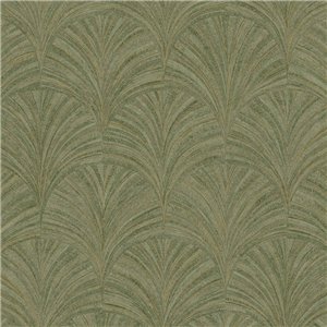 Caselio|Papel pintado fibra vegetal palmetas rojo|Symphony