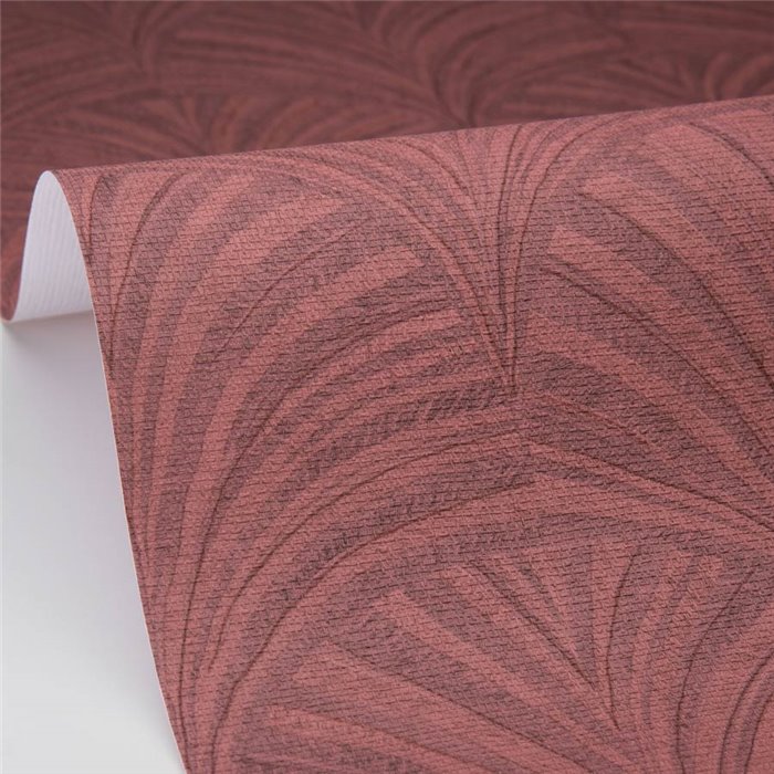 Caselio|Papier peint fibre végétale palmettes rouge|Symphony