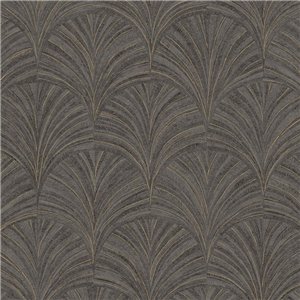 Caselio|Papel pintado fibra vegetal palmetas rojo|Symphony