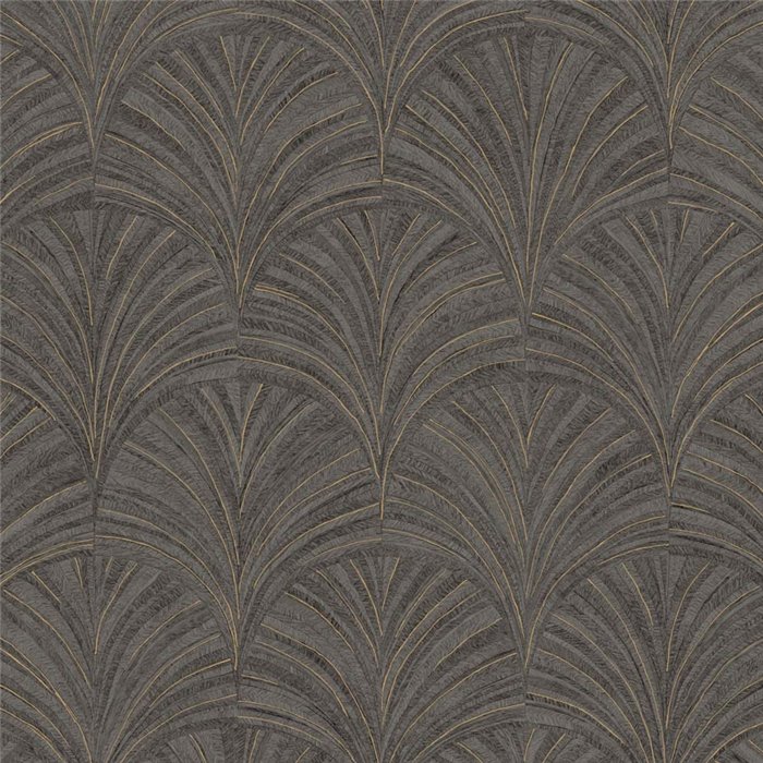 Papel pintado fibra vegetal palmetas negro - Caselio Symphony 107039135