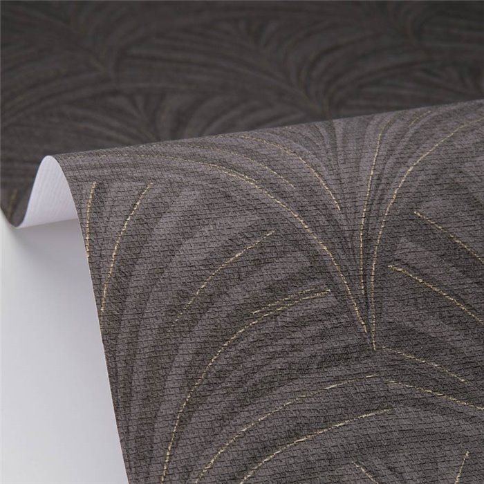 Caselio|Natural-fiber palmettes black wallpaper|Symphony