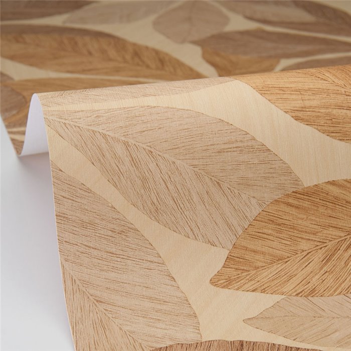 Caselio|Floral wood-look wallpaper in brown|Woodline