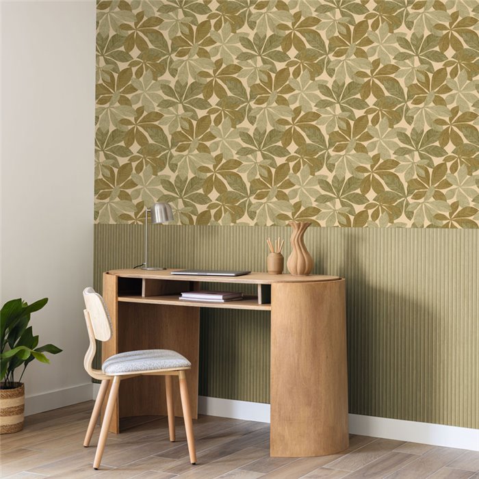 Tapete in holzstruktur floral grün - Caselio Woodline 106837070