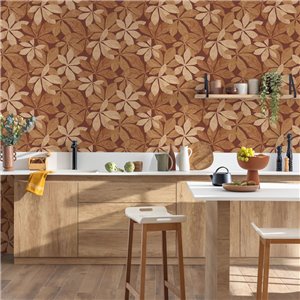 Tapete in holzstruktur floral braun - Caselio Woodline 106831026 2