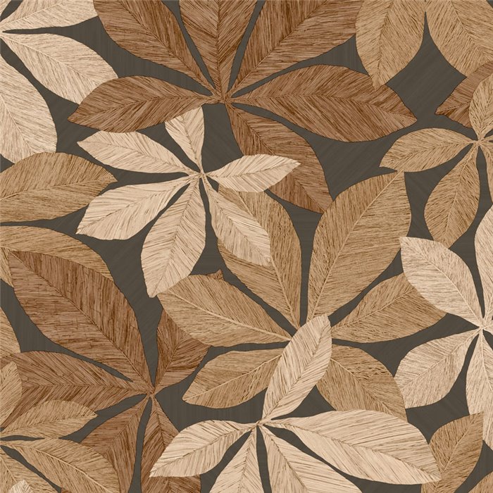 Floral wood-look wallpaper in black - Caselio Woodline 106839001